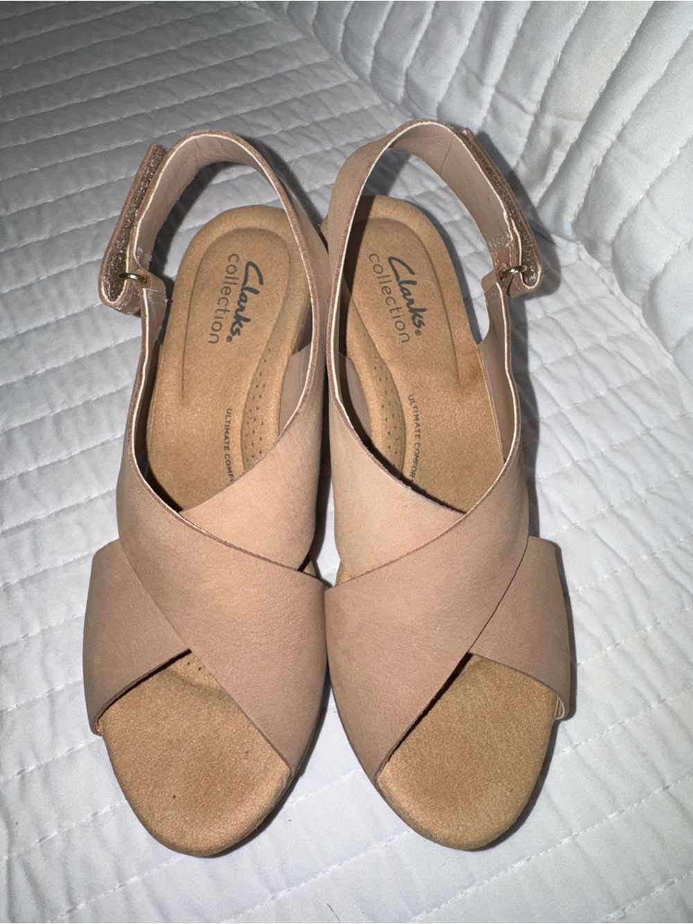 Clarks Nude Cross-Strap Slingback Sandals